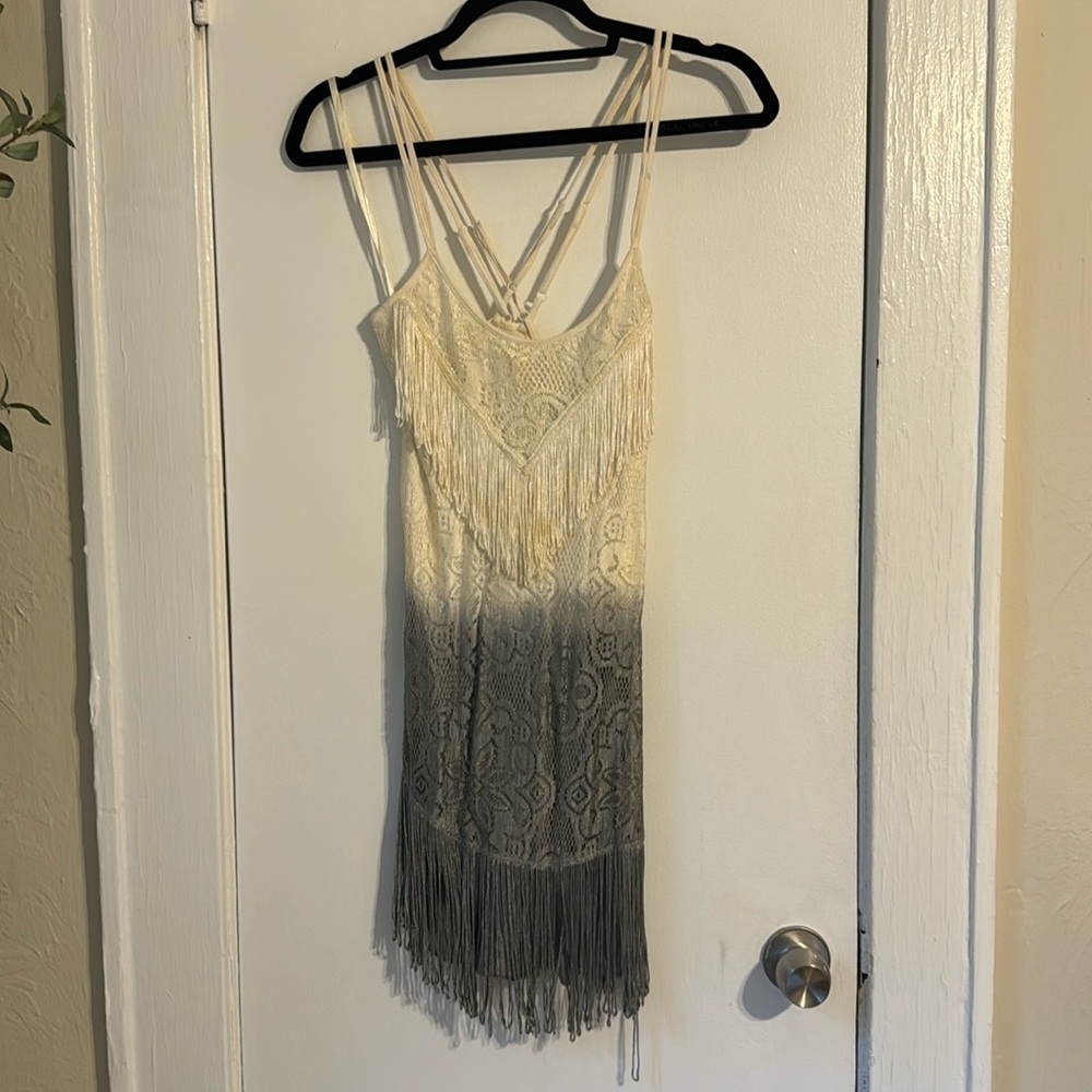Free People Body Hugging Dress with Fringe